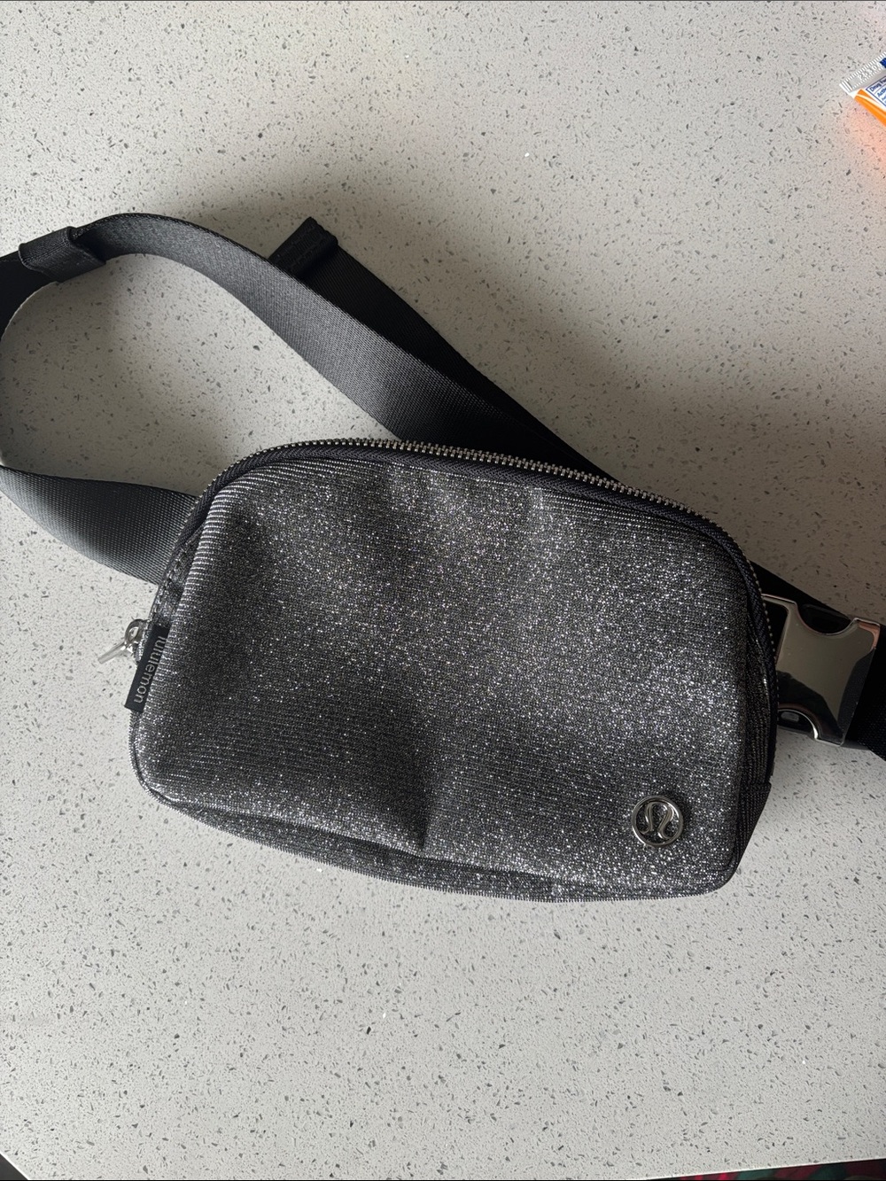 Lululemon Sparkle Black Silver Belt Bag
